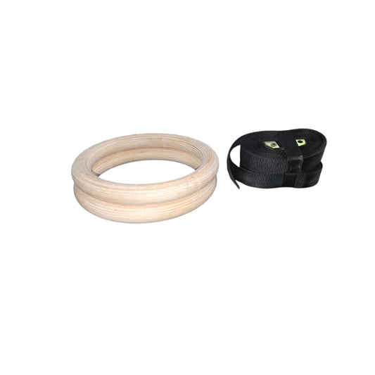 Wooden Gym Rings with Adjustable Straps