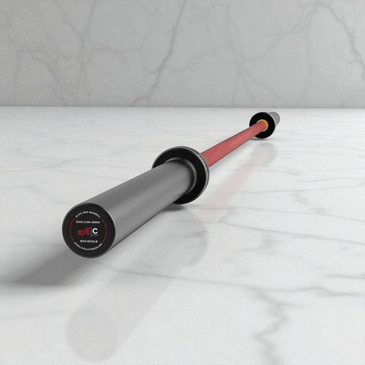 Red Shaft Olympic Barbell – 20 kg Chrome & Zinc Bar for Powerlifting & CrossFit