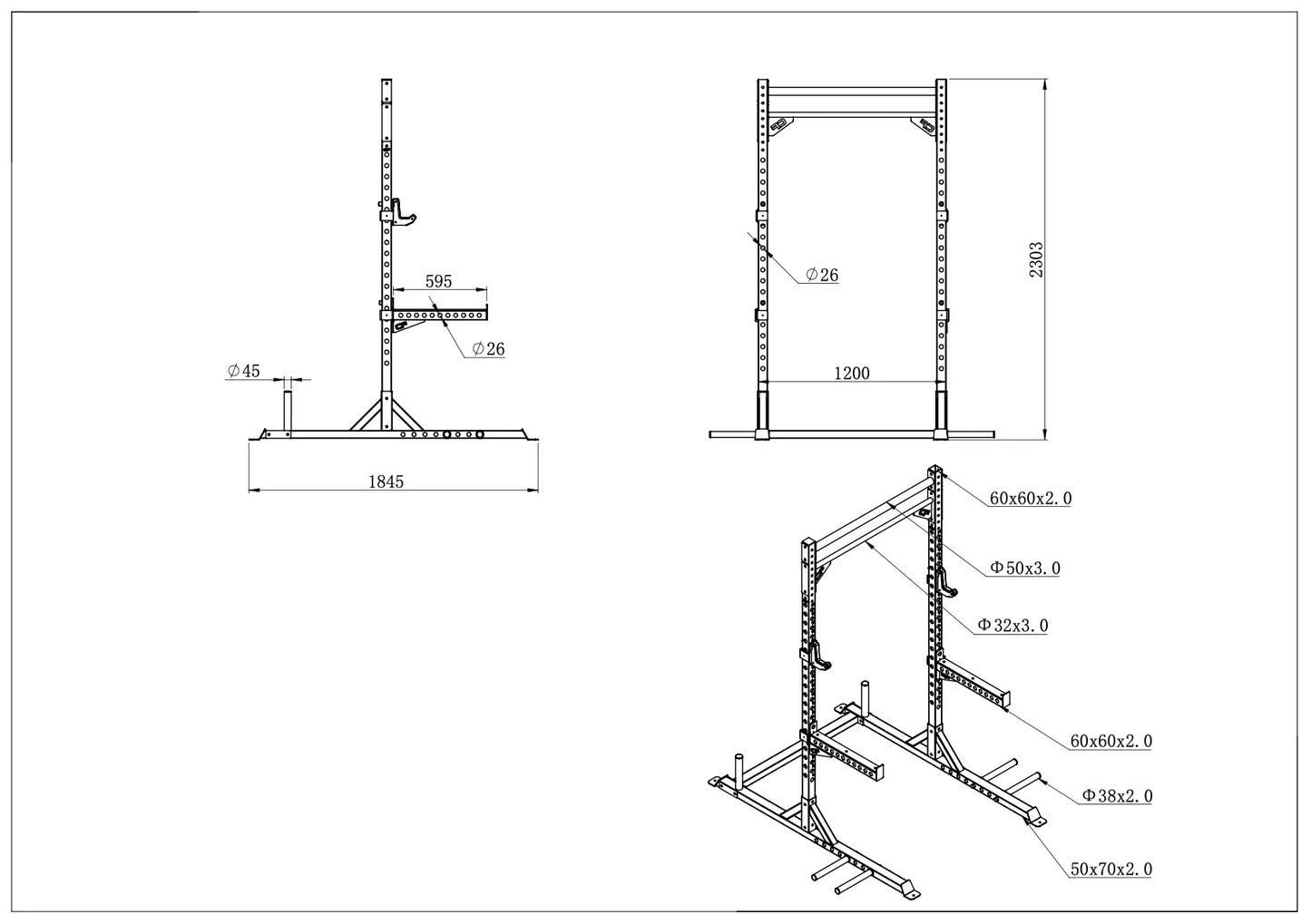 Commercial Half Power Rack – Built for Strength & Performance
