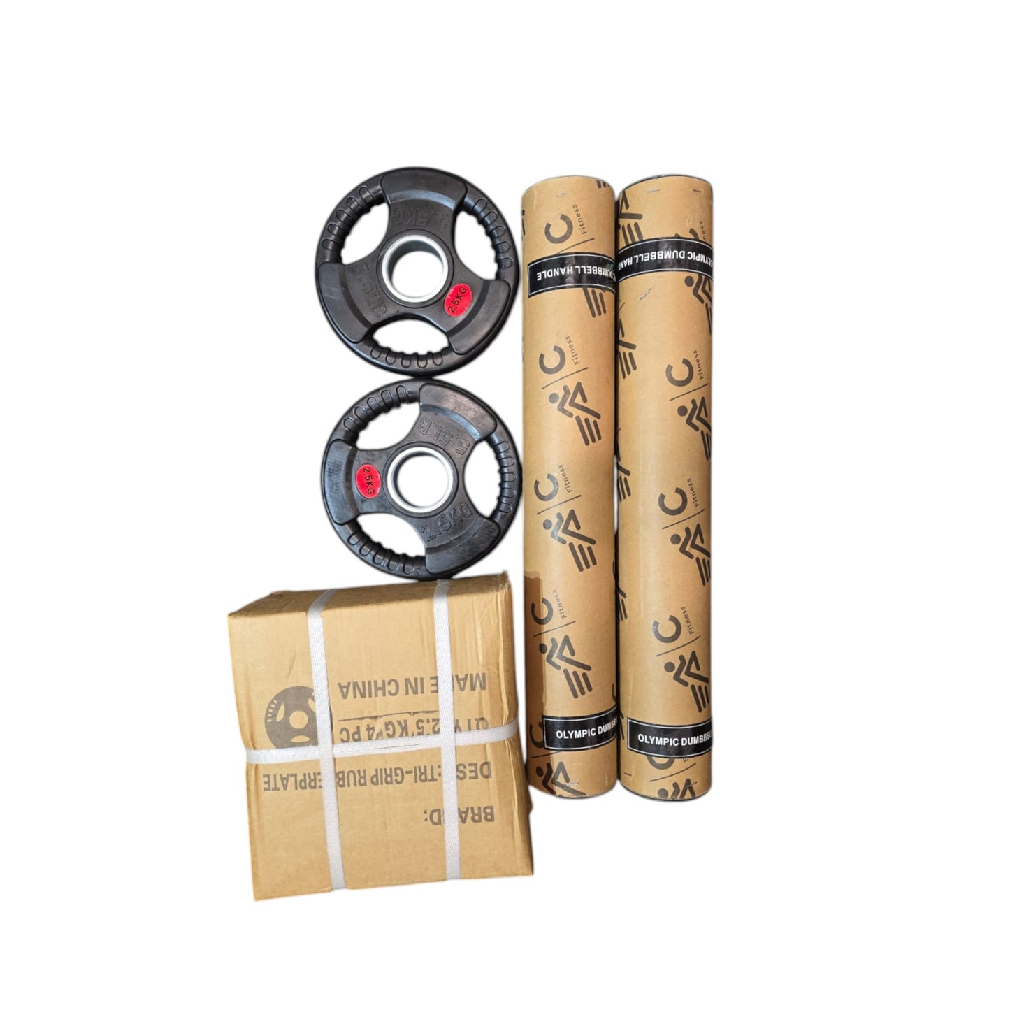 Olympic Dumbbell Handle &amp; Plate Starter Combo