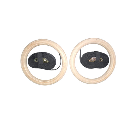 Wooden Gym Rings with Adjustable Straps